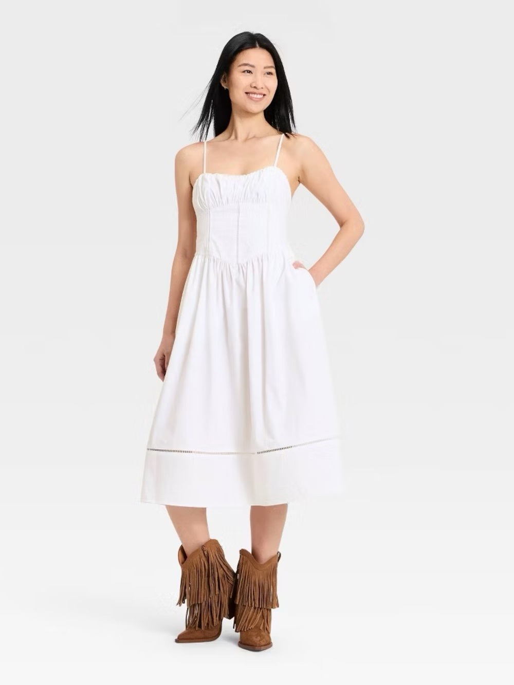 Women's Corset Midi Dress - A New Day S